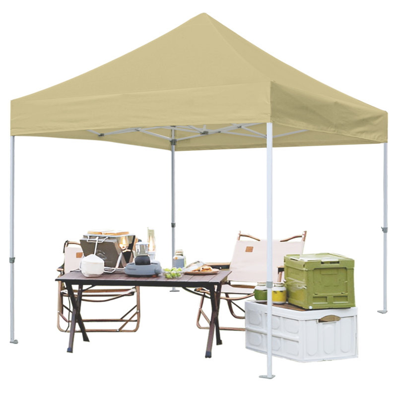 Amaziyah 96'' W x 96'' D Steel Pop-Up Canopy, Beige, 10ft x 10ft