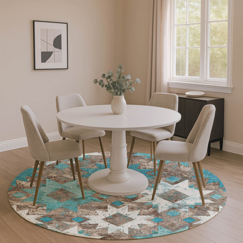 Premium Machine Washable Fairwood AMF1879 Aztec Rug, Round 8'