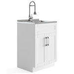 Hennessy 24"W Utility Sink & Laundry Cabinet with High Arc Faucet and Stainless Steel Sink, Pure White