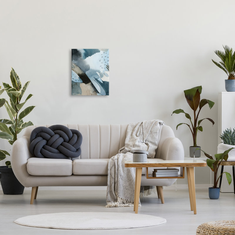 «Layered Scribble Shapes Abstract Blue Accent Forms» par Grace Popp - peinture sur toile tendue, Toile tendue