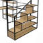 Lit mezzanine double en métal avec escalier, bureau intégré et tablettes-1026898476-1026898479