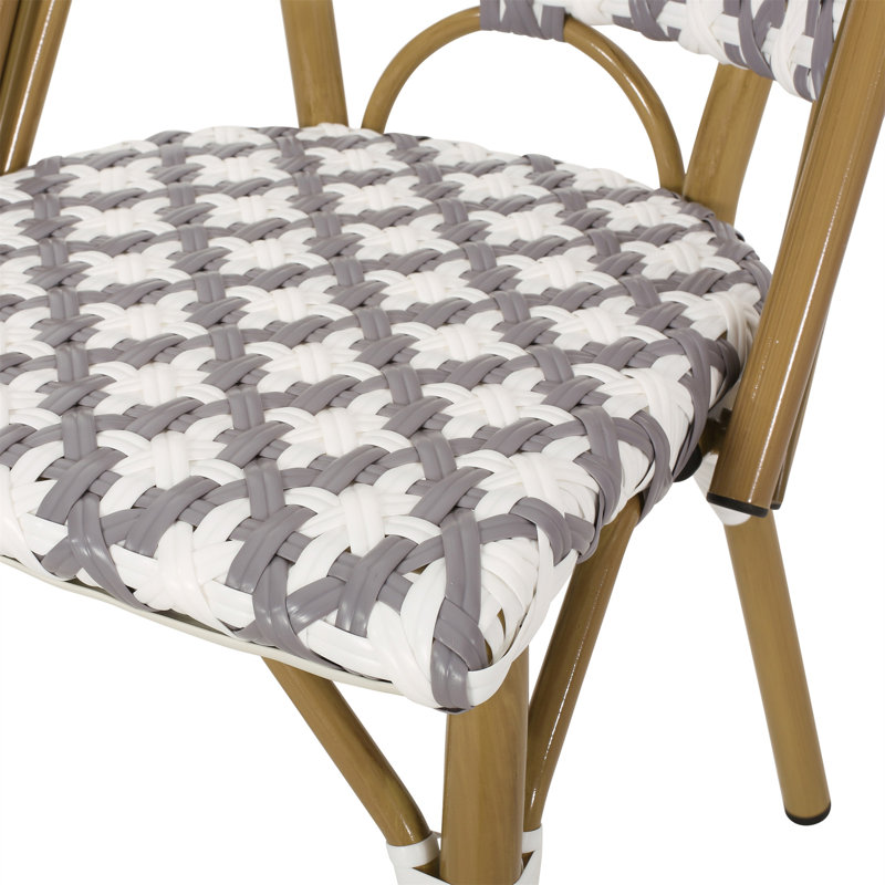 Chaises de bistro françaises d'extérieur en rotin PE et aluminium