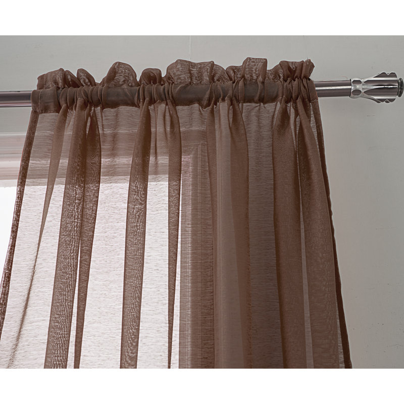 Landose Sheer Curtain Single Panel, 55" W x 90" L, Chocolate