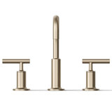 Purist® Widespread Faucet with Drain Assembly Low Lever Handles and Low Gooseneck Spout