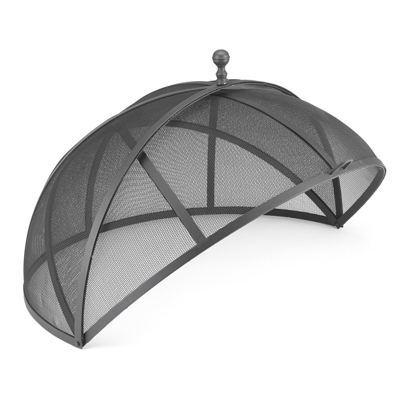 Extra Large Black Powder-Coated Steel Mesh Spark Screen with Lifter
