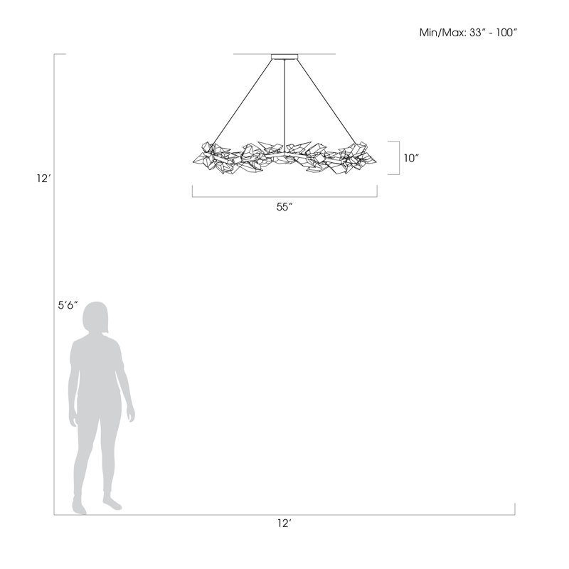Lustre rond 55 po Foret, Argent