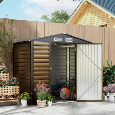 Outdoor 6 ft. W x 4 ft. D Galvanized Steel Storage Shed