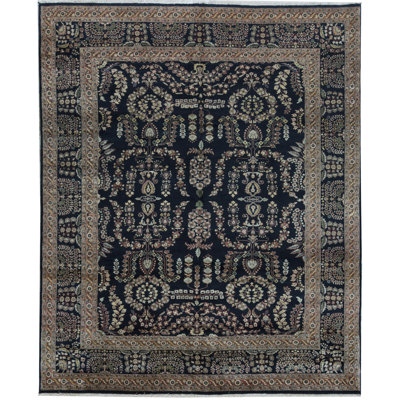 Tapis noir et noir de haute qualité noué à la main