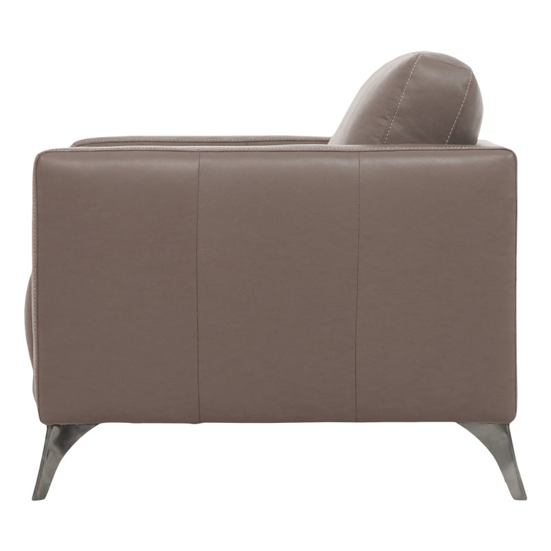 Malaga 58.6" Genuine Leather Square Arm Loveseat, Taupe Genuine Leather