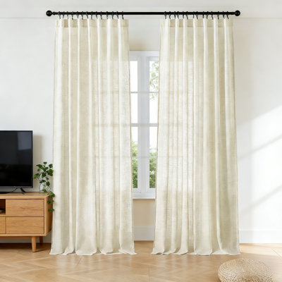 2-Panel Light Filtering Linen Curtains, Bedroom Living Room Drapes Featuring Back Tabs And Rod Pockets