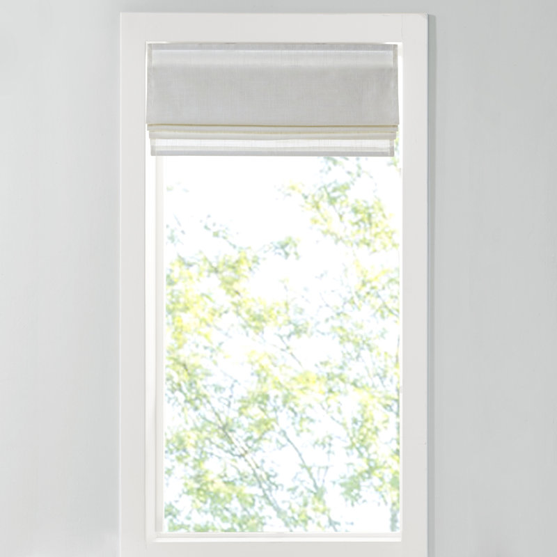 Store romain simple léger en mélange de lin filtrant la lumière Kyler, Ivoire ivoire, 31"W x 64"L