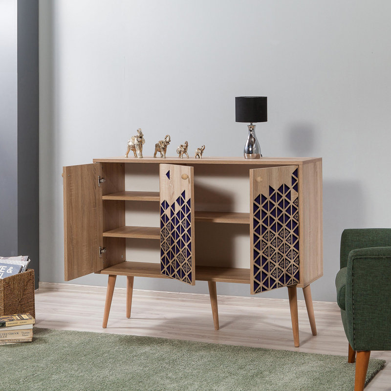Aerith 90cm Sideboard, Brown/Blue