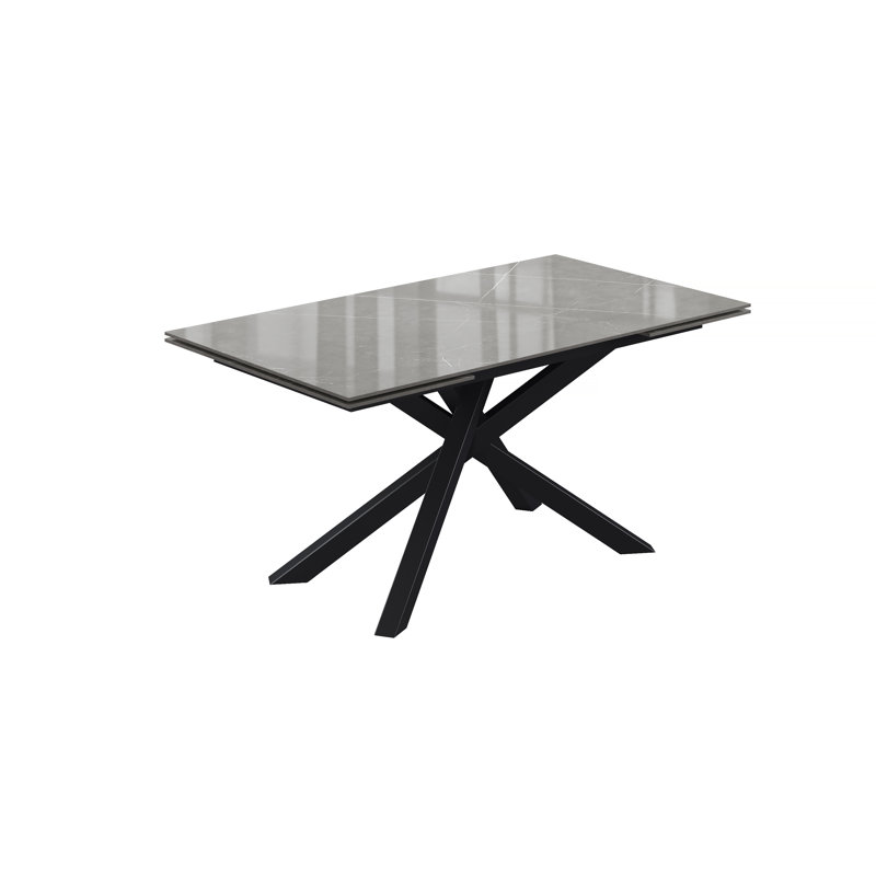 Baudoin Extendable Metal Base Dining Table, Grey