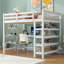 Lit mezzanine double avec tablettes de rangement et bureau sous le lit-1735618702