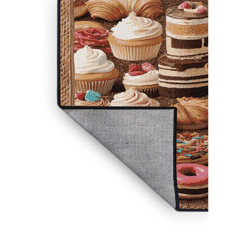  Tapis lavable avec gâteaux et pâtisseries, Rond 3 pi