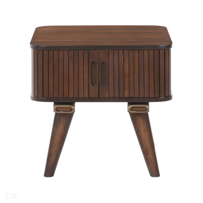 Table de bout avec rangement 1pc, finition noyer, salon moderne, table de bout