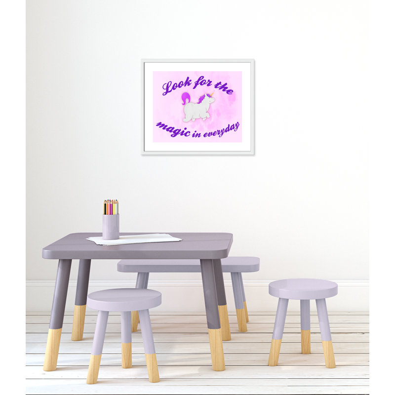 Décoration murale licorne magique pour enfants, H 21,5 po x l 25,5 po x P 1,19 po, Encadré de boîte blanc