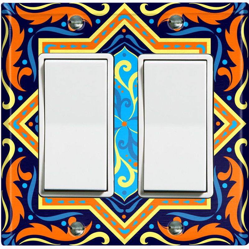 Plaque murale berçante 2 bandes Elegant Tile, Bleu / Orange