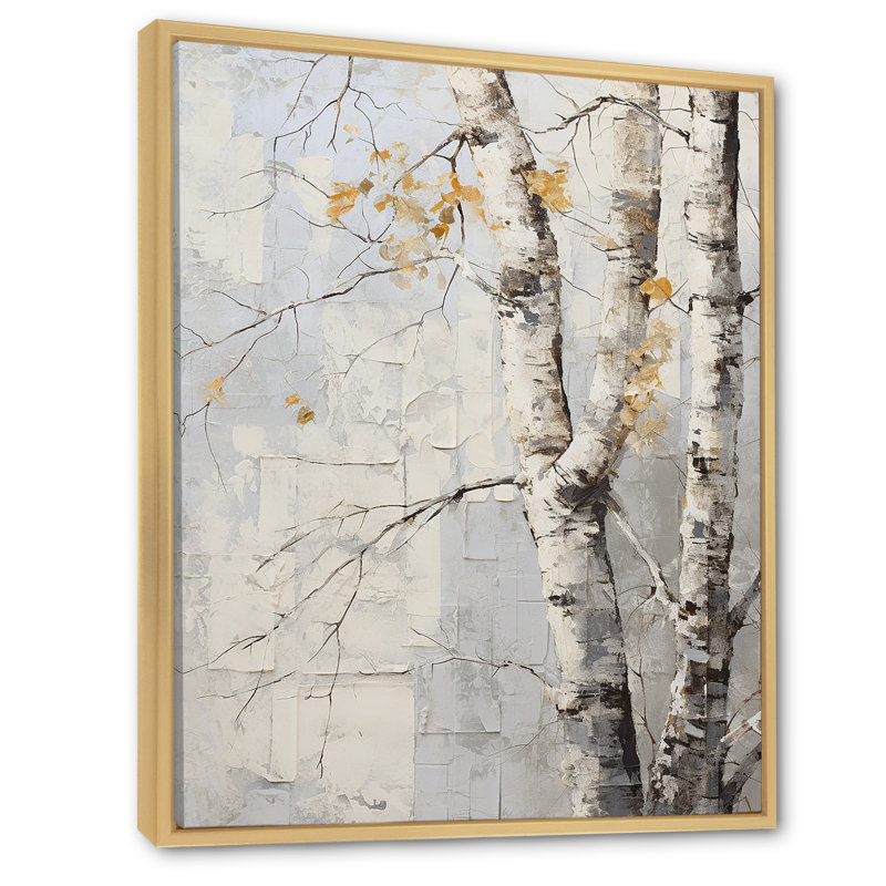 «Gray and Gold Sycamores Tree Shade I», reproduction sur toile, Cadre naturel flottant, 20" H x 12" W