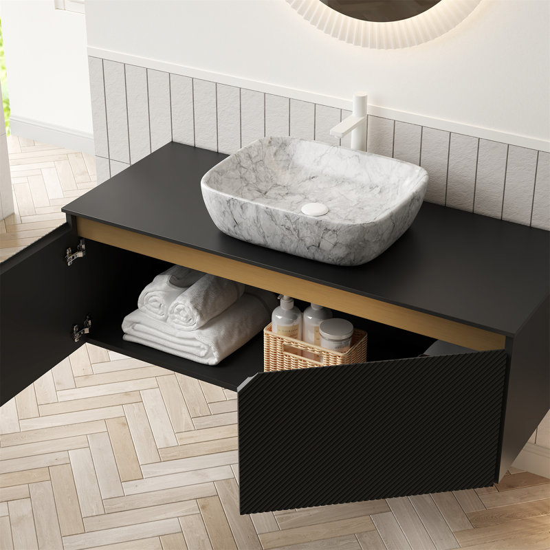 RUBEN 48" Bathroom Vanity&Sink, Black, 48"