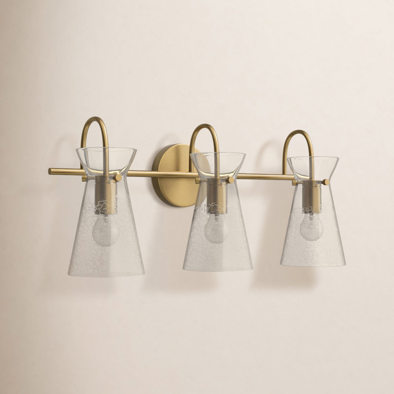 3 - Light Dimmable Vanity Light, Brass