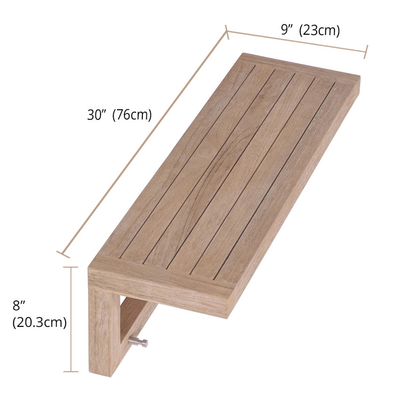Moa Teak Floating Shelf, 8" H x 30" W x 9" D