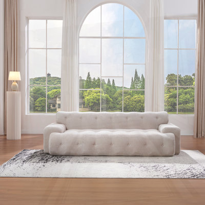 Canapé Cloud en chenille 3 places avec bouton capitonné confortable