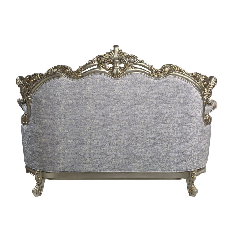 Miliani Gray Tufted Fabric Loveseat with Nailhead Trim