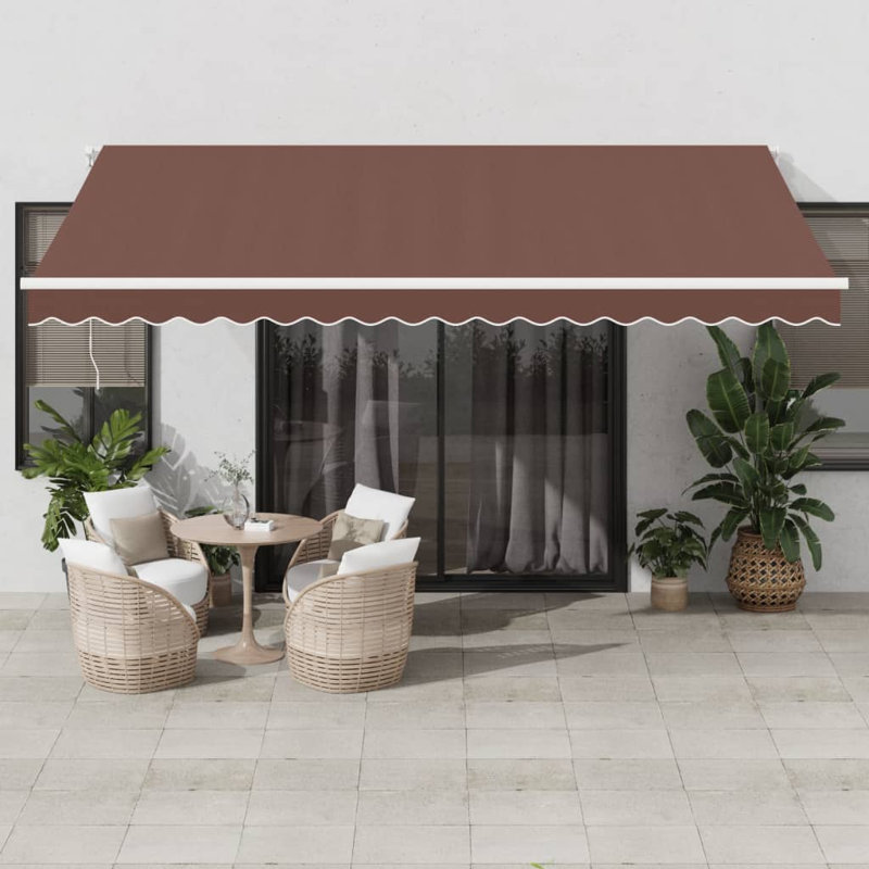 Dakota Fields Retractable Patio Awning, Brown, 450cm W x 350cm D