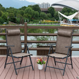 Albertino Aluminum Folding Outdoor Chair with 7 Recline Positions and Headrest