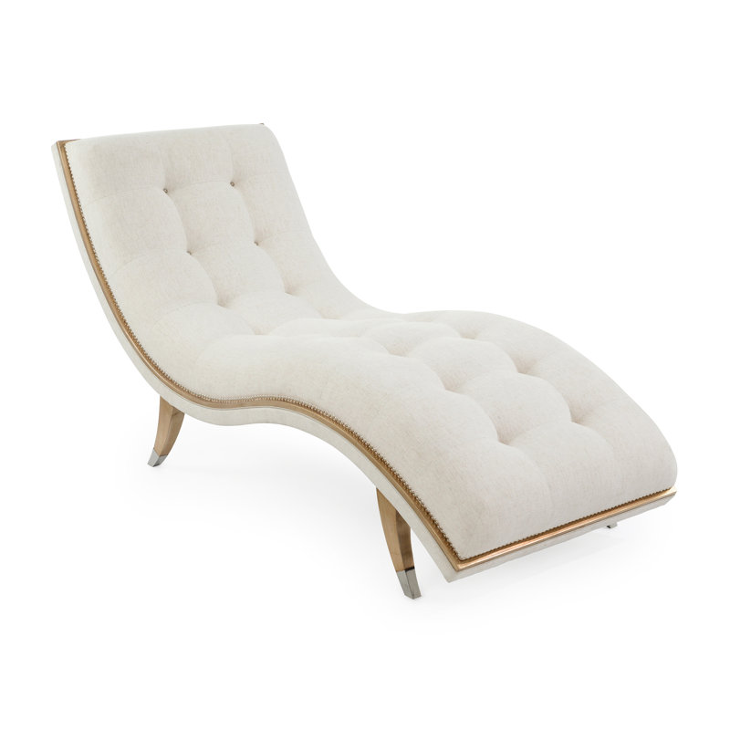 Chaise longue rembourrée Hudson, Beige, Bois brun