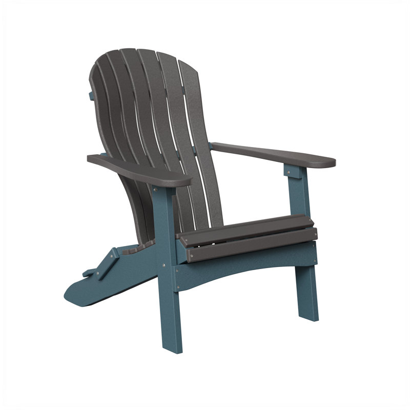 Berlin Gardens Contour Folding Adirondack Chair, Smoke Gray with Slate