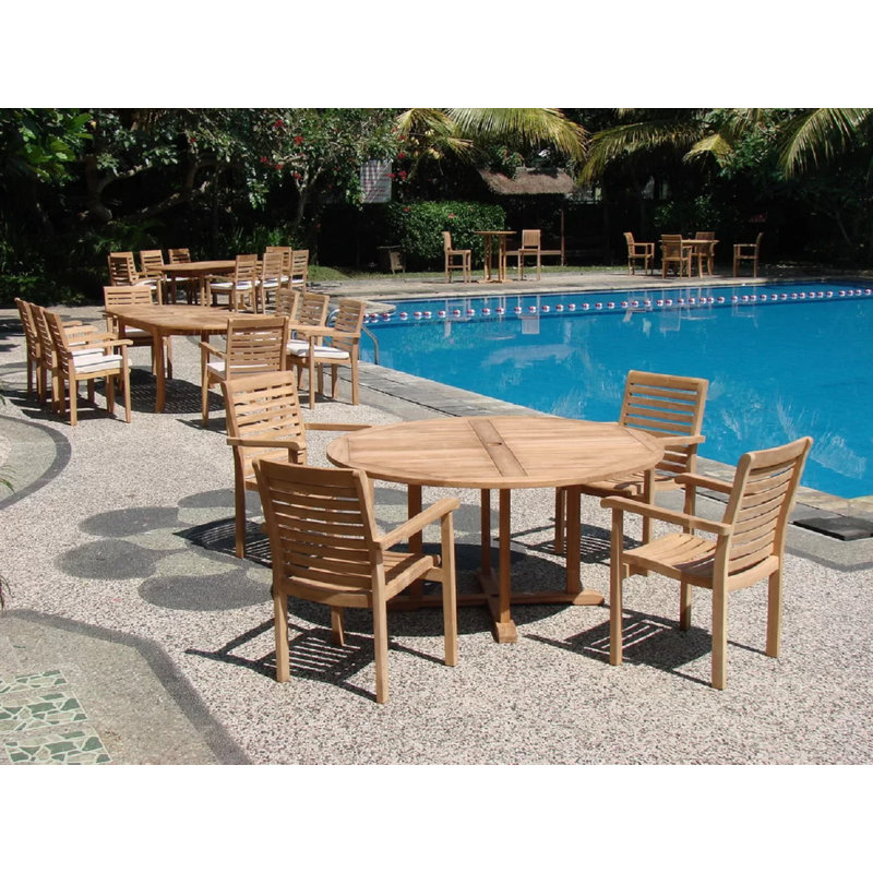 Ensemble repas 5 pièces teck luxueux Silliman