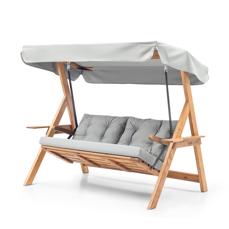 Baelynn 3 Person Porch Swing with Canopy, Grey