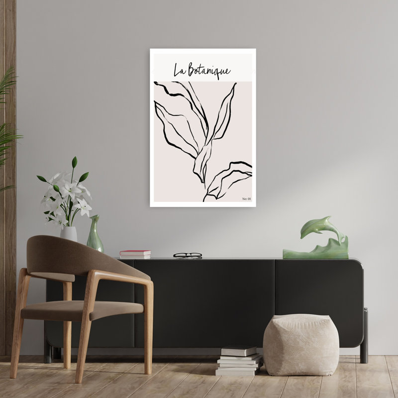 Leafy Elegance Abstract Contemporary Elegant Nature Plant Wall Art Print 1 Piece Wrapped Canvas Wall Art