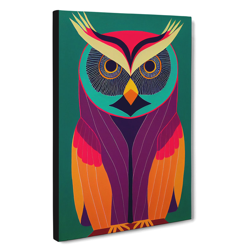 XC1022-1619X Colourful Owl Art No.2 Abstract - Wrapped Canvas Print, 50cm H x 35cm W x 3cm D