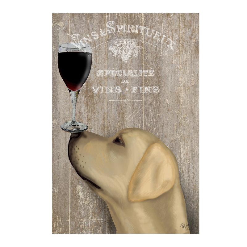 Dog Au Vine Yellow Labrador by Fab Funky - Wrapped Canvas Print, 66.04 cm H x 45.72 cm W x 1.91 cm D