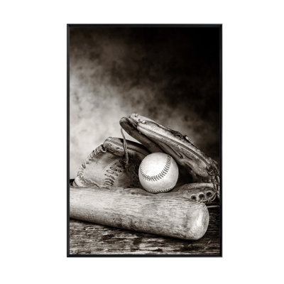 Strike Monochrome Baseball Framed Print