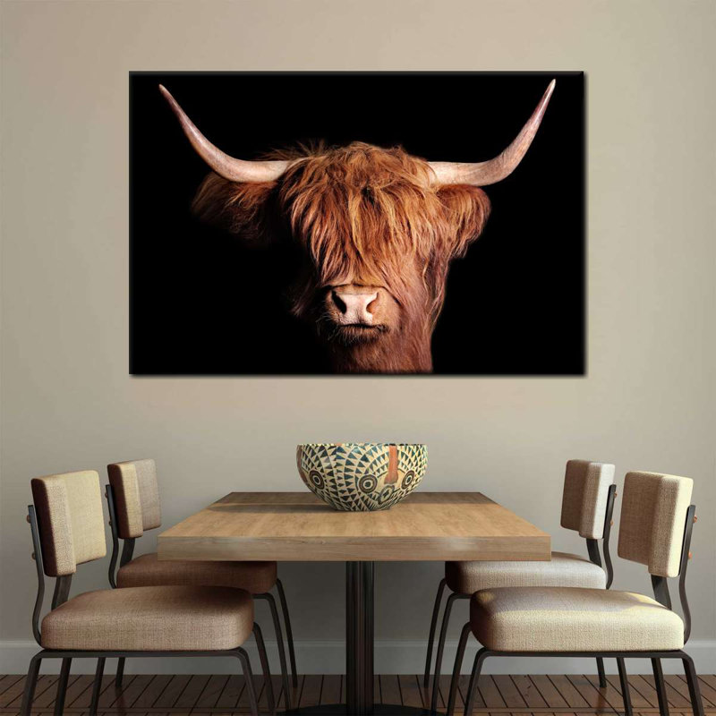 «Scottish Highland Cow», reproduction sur toile, H 8 po x l 12 po x P 1 po