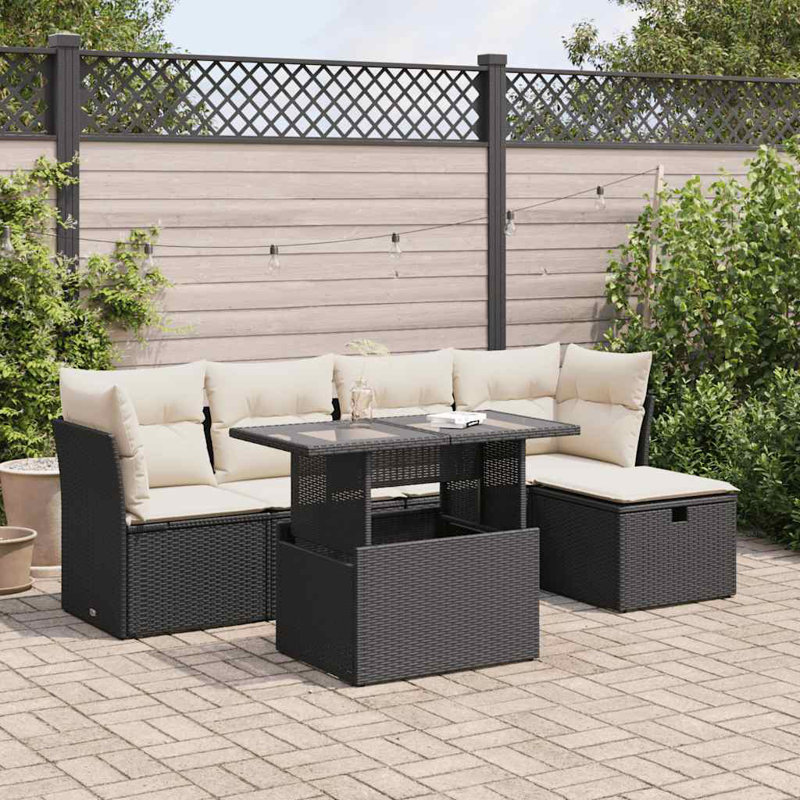 Vidaxl Garden Sofa Set PE Rattan Powder-Coated Steel Tempered Glass