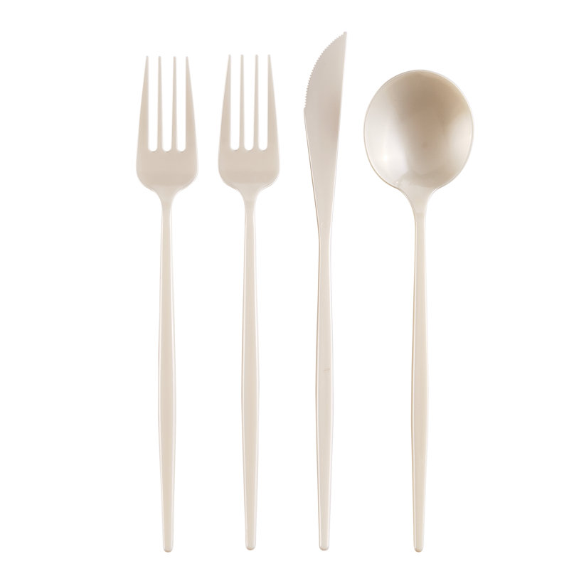 Ensemble d'articles de fête jetables en plastique épais, Crème