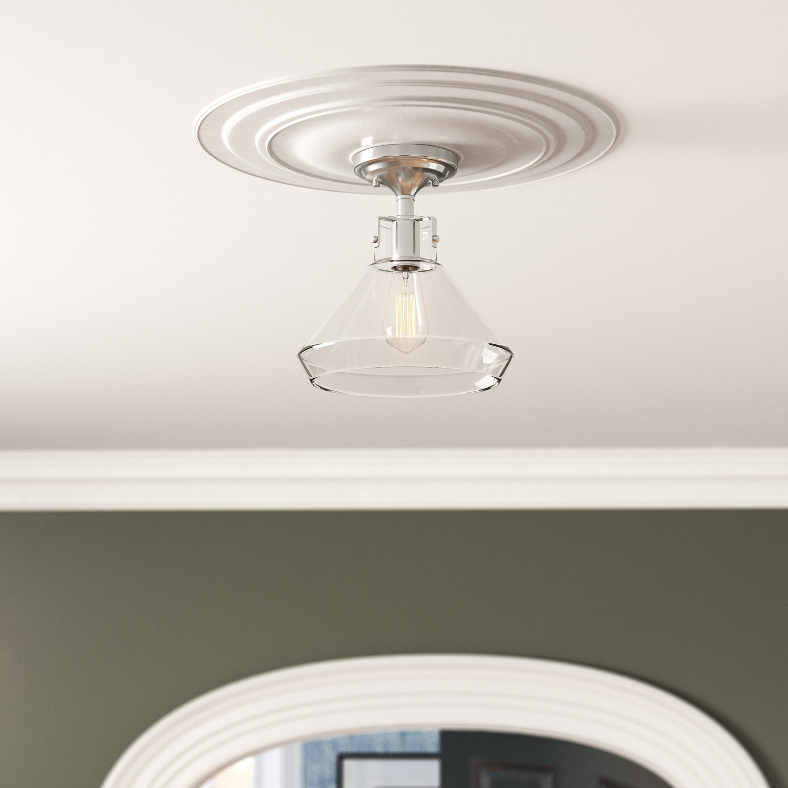 Ronan 1 - Light Semi Flush Mount, Satin Nickel