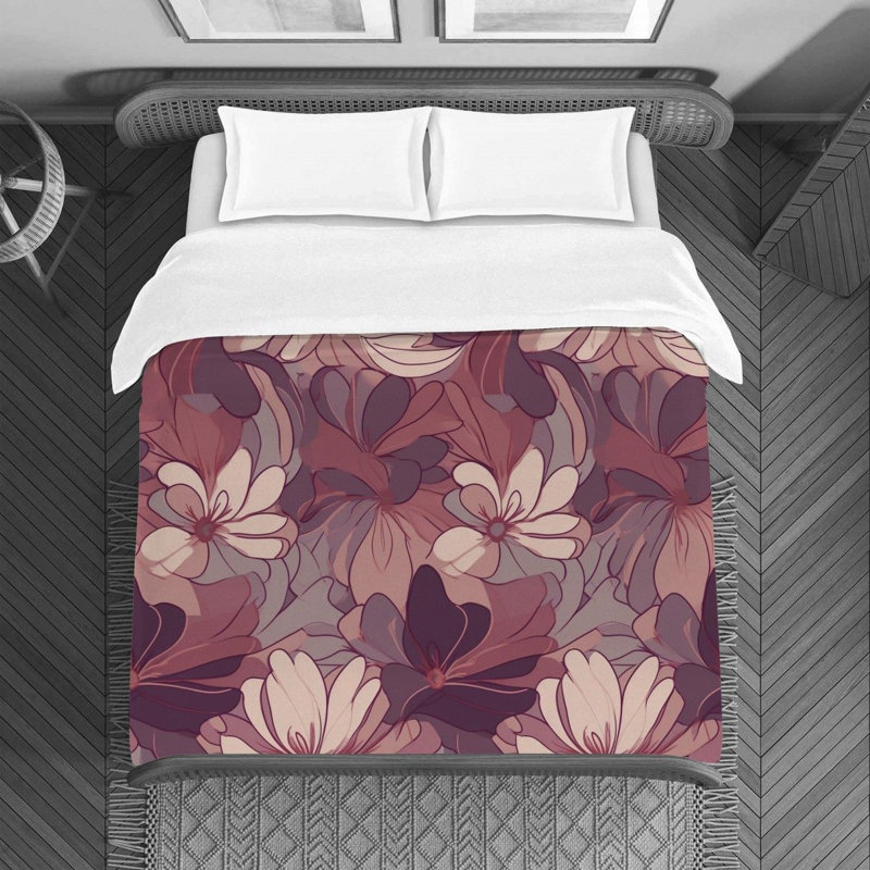 Literie luxueuse à motif floral Azalya, Housse de couette simple