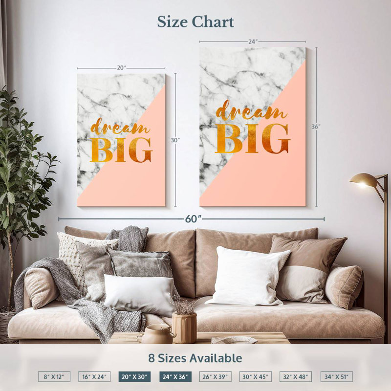 Tergel Dream Big - typographie, H 36 po x l 24 po