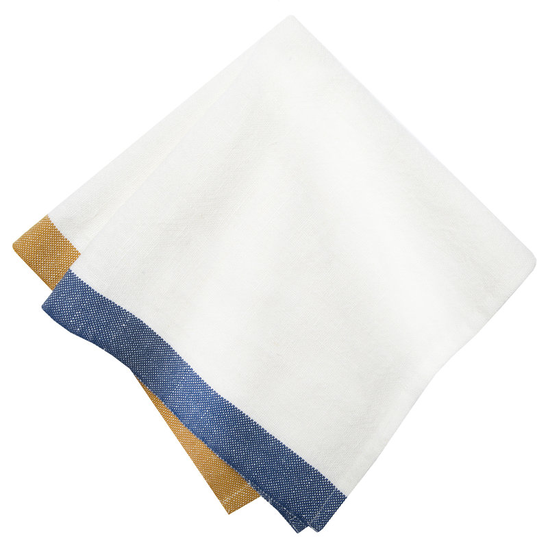 Square Napkin, Blue/Mustard