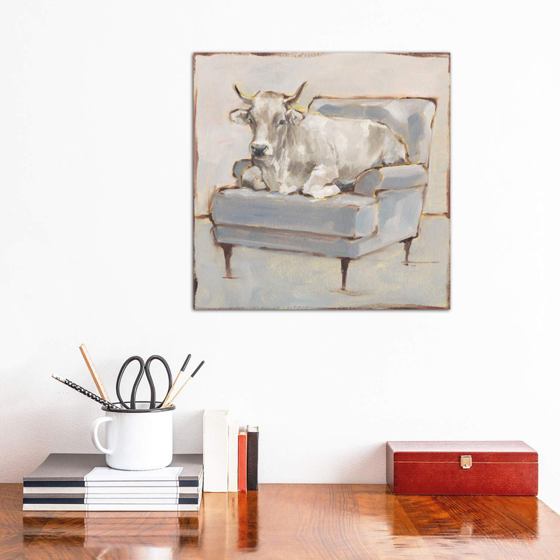 «Moo-Ving In III» par Ethan Harper - reproduction, Toile tendue, H 18 po x l 18 po x 1,5 po
