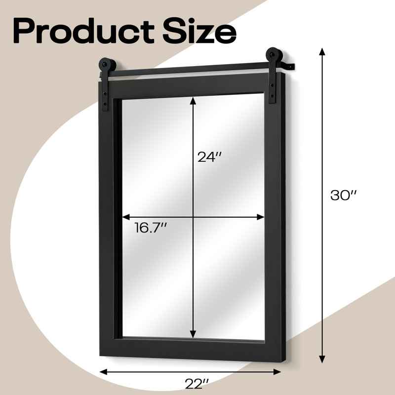 Rectangle Wood Framed Accent Wall Mirror, Black