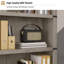 Bibliothèque arquée - bibliothèque de style campagnard de 71,65 po de hauteur avec grain de bois noir moderne, étagère de rangement