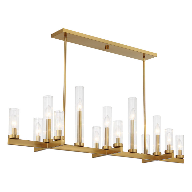 Fedler 13-Light Linear Chandelier in Warm Brass