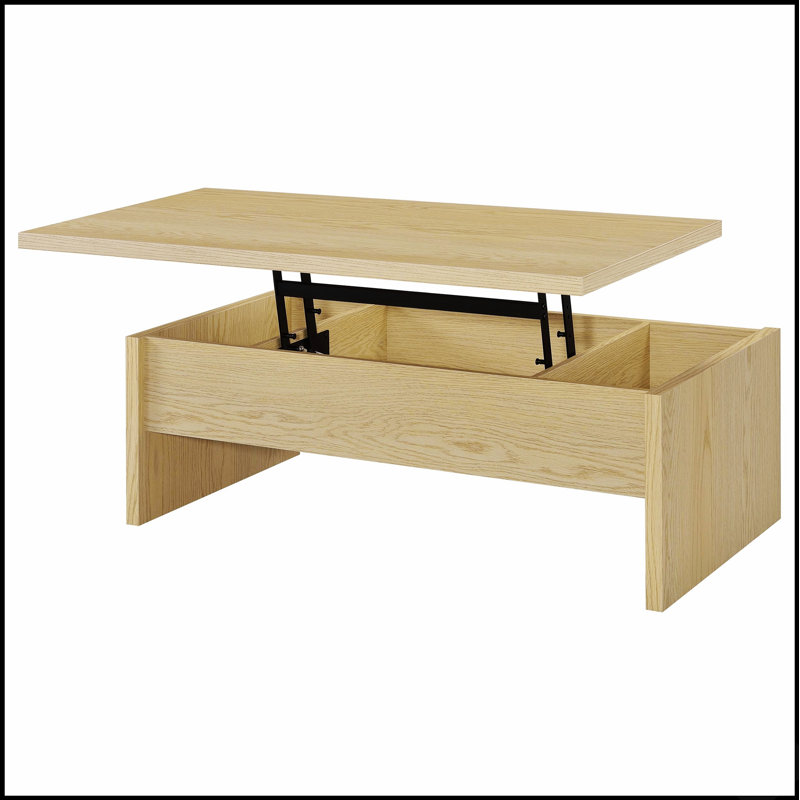 Ensemble de tables basses 2 pièces à plateau relevable en chêne clair avec rangement caché, parfait pour les intérieurs modernes et minimalistes